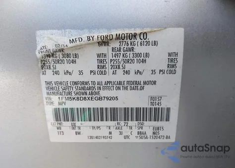 2014 Ford Explorer Xlt from USA, damaged, VIN 1FM5K8D8XEGB79205